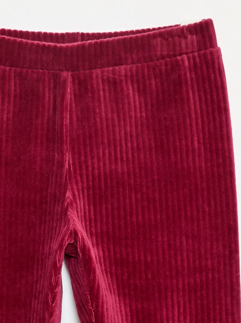 Pantalón liso de pana gruesa Rojo - Kiabi