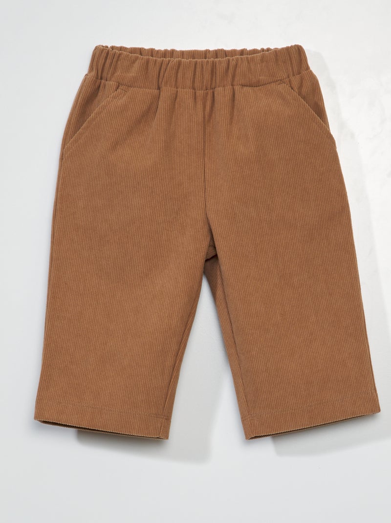 Pantalón liso de pana MARRON - Kiabi