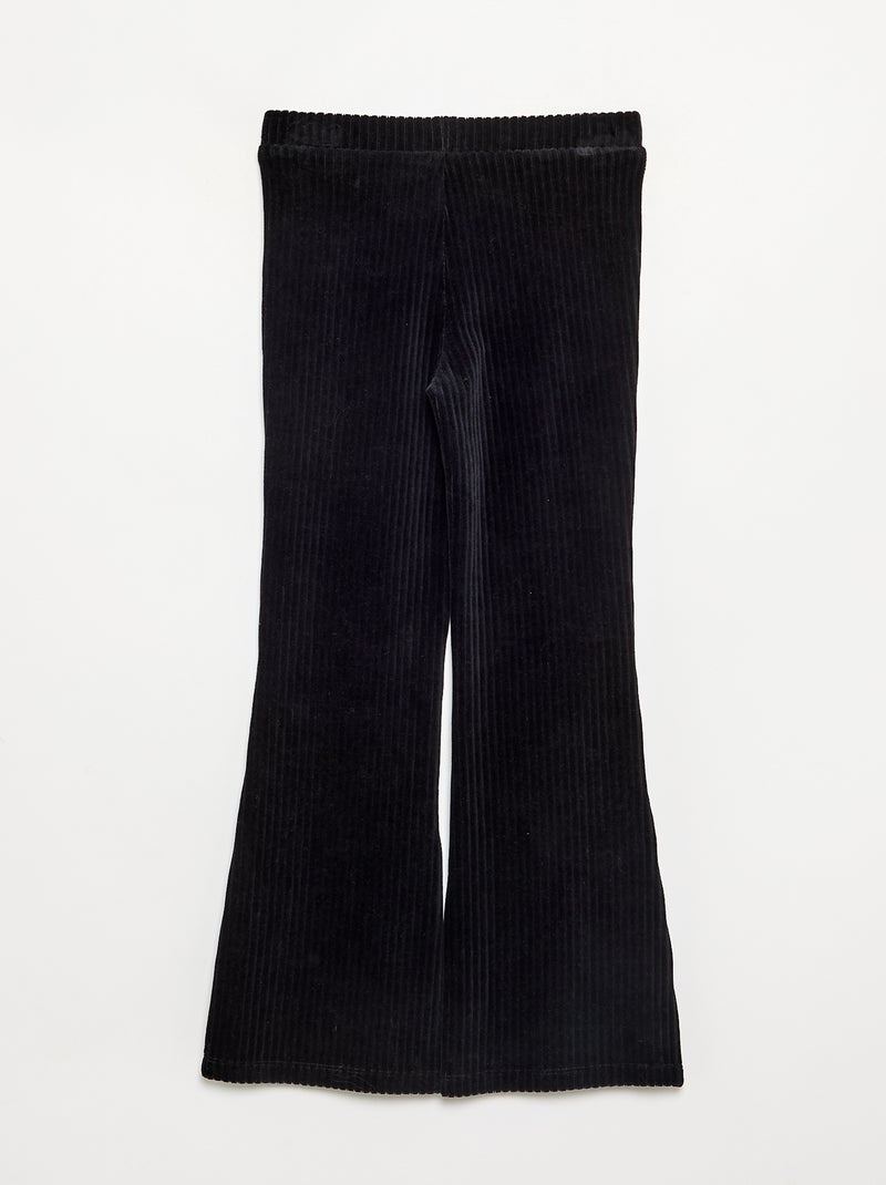 Pantalón liso de pana Negro - Kiabi
