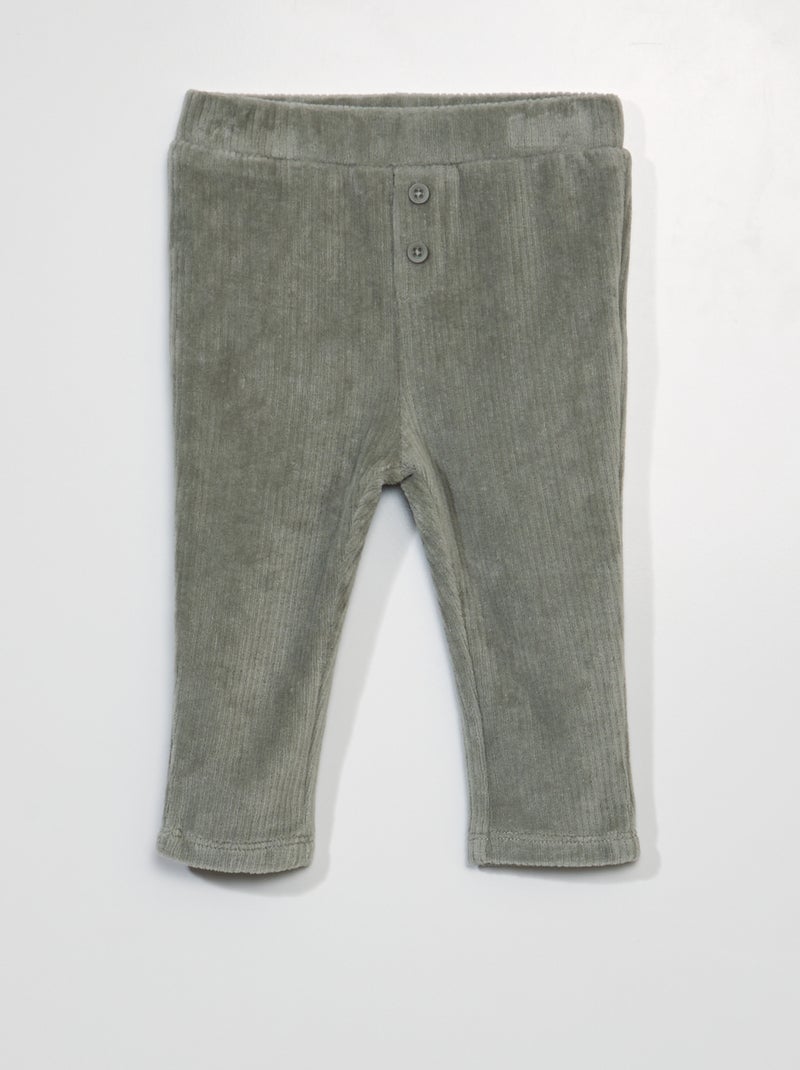 Pantalón liso de pana VERDE - Kiabi