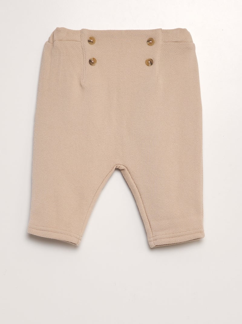 Pantalón liso de punto de piqué BEIGE - Kiabi