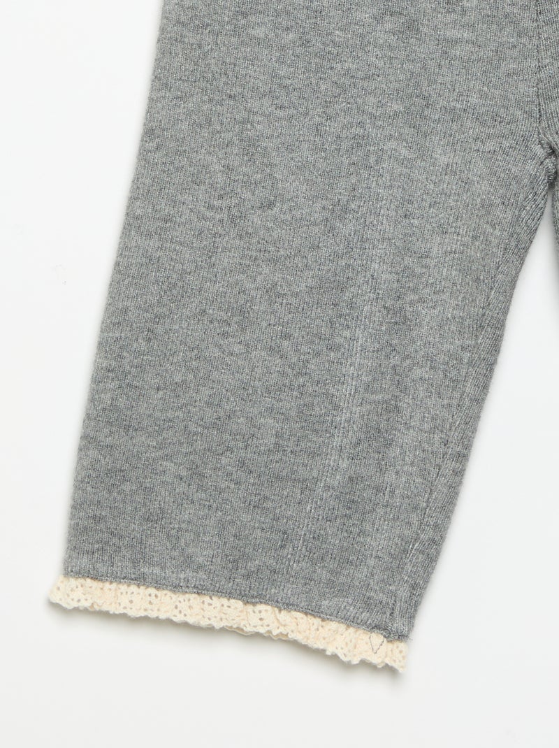 Pantalón liso de punto Gris - Kiabi
