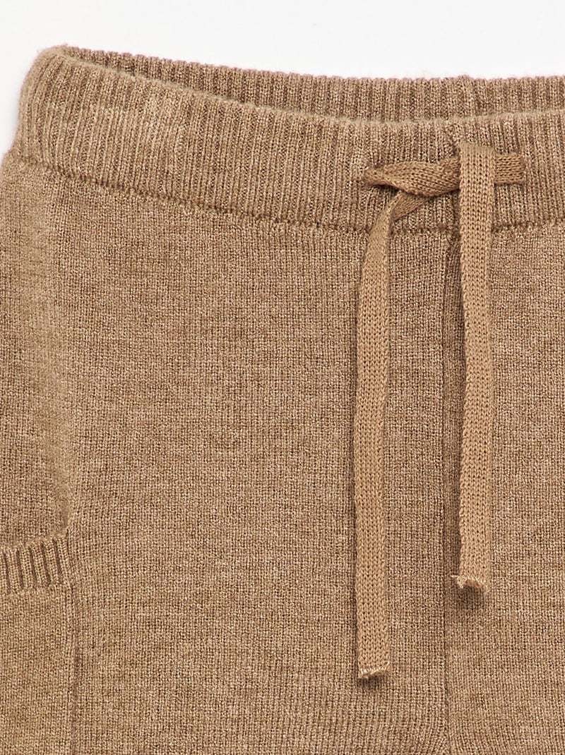 Pantalón liso de punto Marron - Kiabi