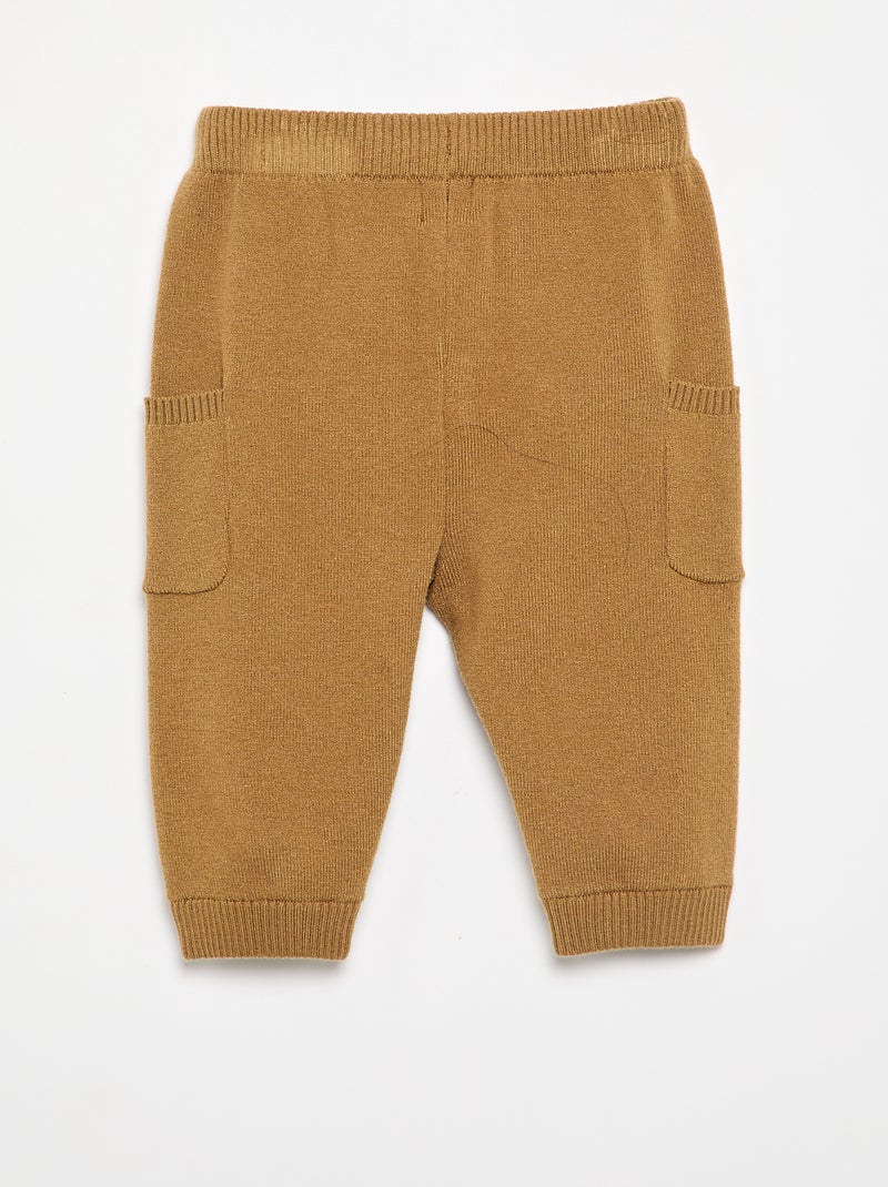 Pantalón liso de punto Verde - Kiabi