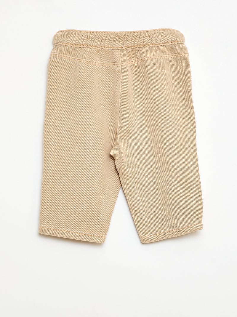 Pantalón liso de tejido suave corte relax fit Beige - Kiabi