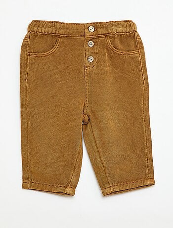 Pantalón liso de tejido suave corte relax fit