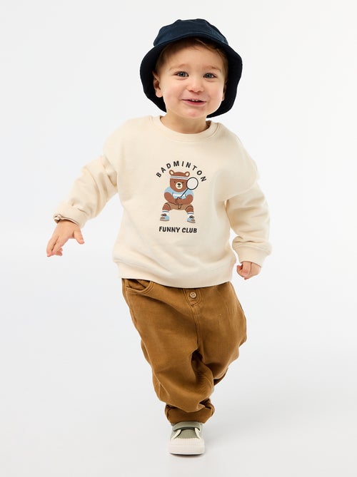 Pantalón liso de tejido suave corte relax fit - Kiabi