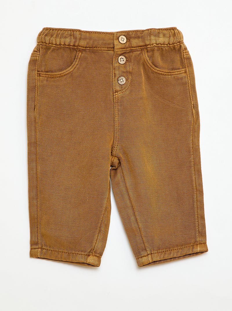 Pantalón liso de tejido suave corte relax fit Marron - Kiabi