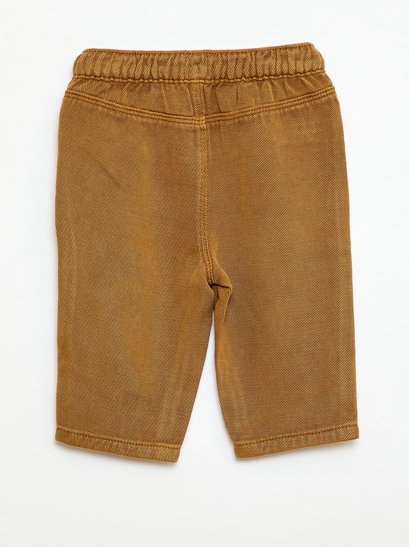 Pantalón liso de tejido suave corte relax fit Marron - Kiabi
