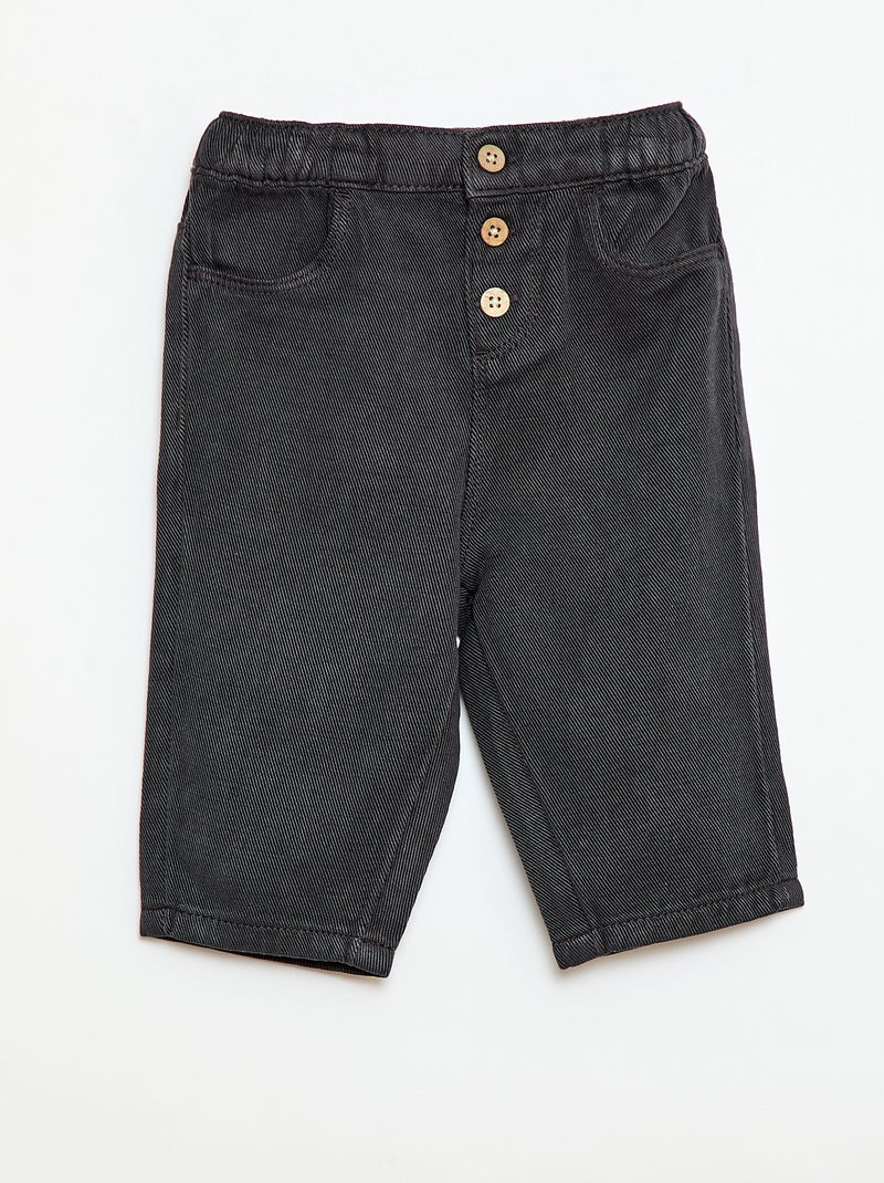 Pantalón liso de tejido suave corte relax fit Negro - Kiabi
