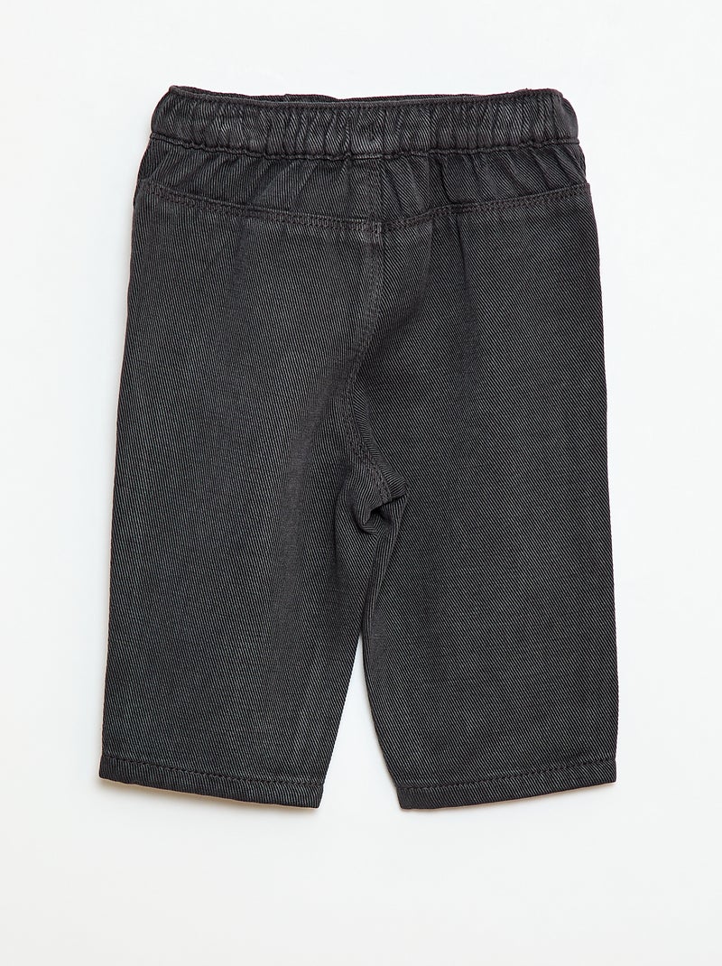 Pantalón liso de tejido suave corte relax fit Negro - Kiabi