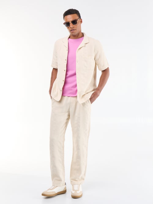 Pantalón liso de tejido texturizado - Kiabi