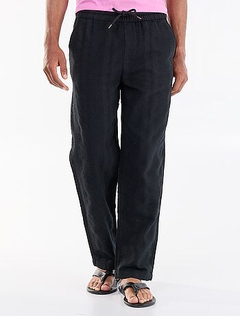 Pantalón liso de tejido texturizado