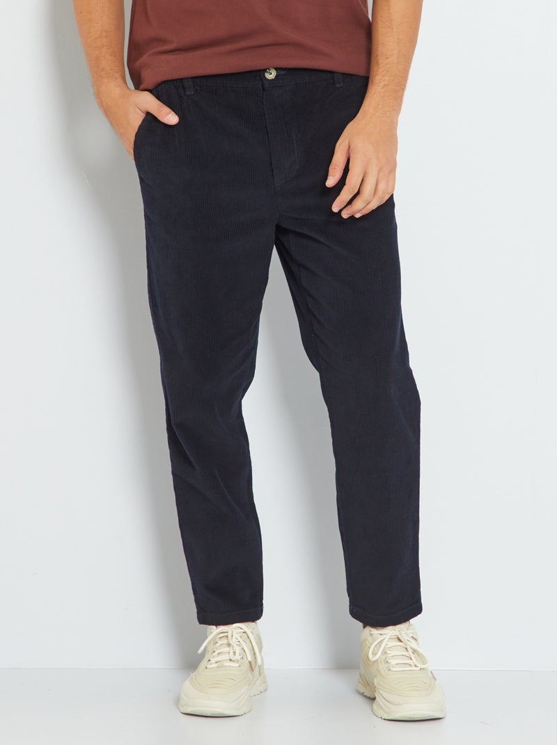 Pantalón liso de terciopelo AZUL - Kiabi