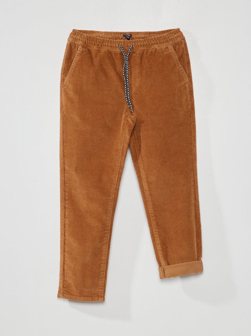 Pantalón liso de terciopelo BEIGE - Kiabi