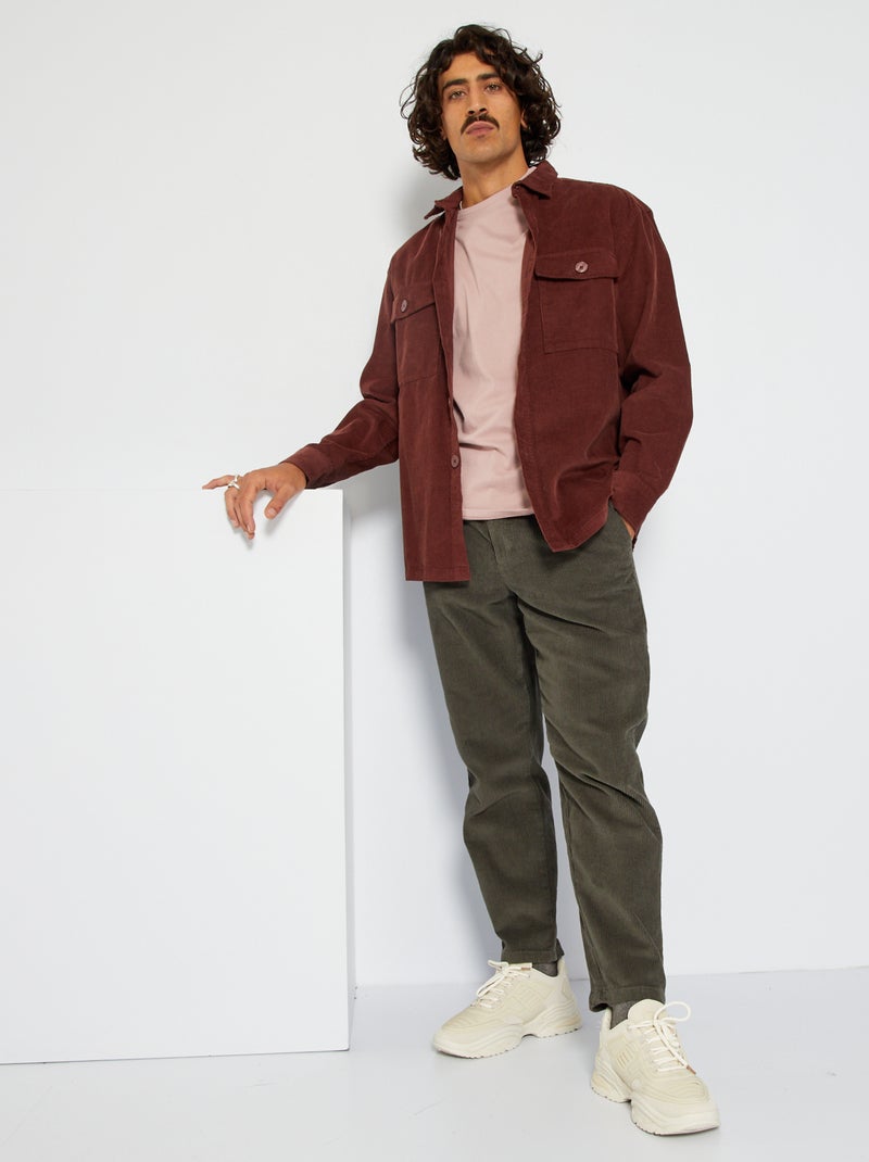 Pantalón liso de terciopelo KAKI - Kiabi