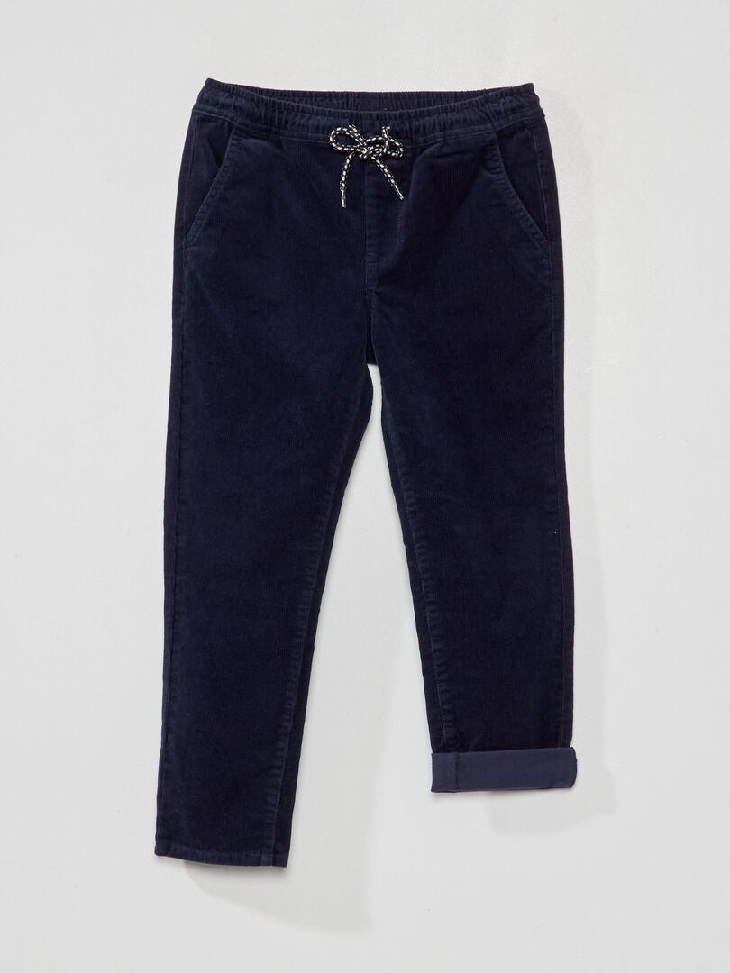 Pantalón liso de terciopelo negro iris - Kiabi