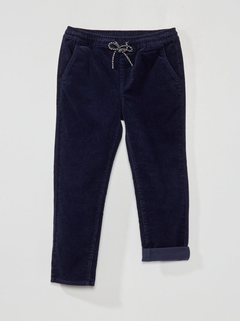 Pantalón liso de terciopelo negro iris - Kiabi