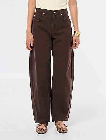 Pantalón liso de twill de talle alto