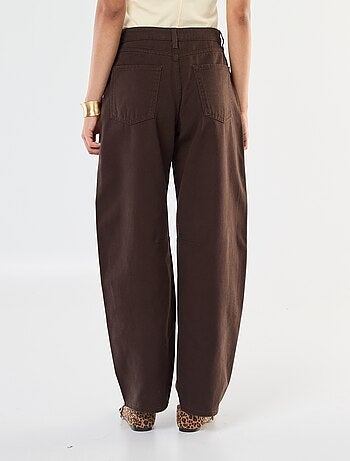 Pantalón liso de twill de talle alto
