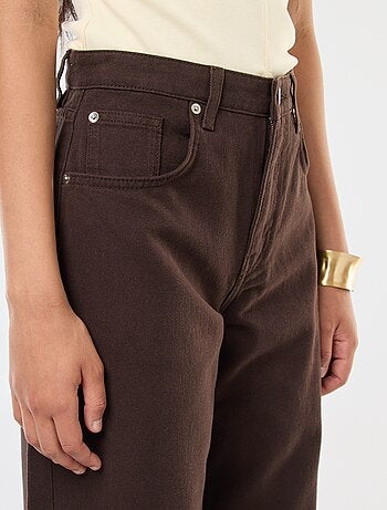 Pantalón liso de twill de talle alto