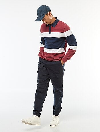 Pantalón liso multibolsillos con cintura elástica