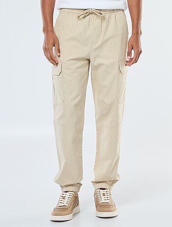 Pantalón liso multibolsillos con cintura elástica