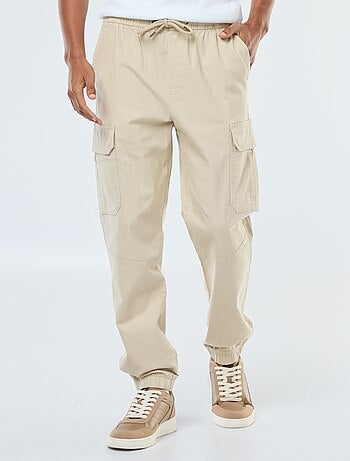 Pantalón liso multibolsillos con cintura elástica