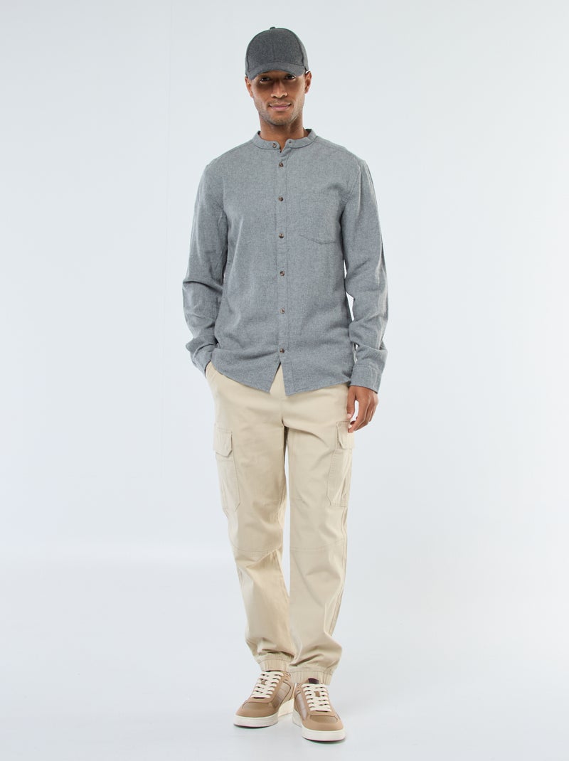 Pantalón liso multibolsillos con cintura elástica Beige - Kiabi