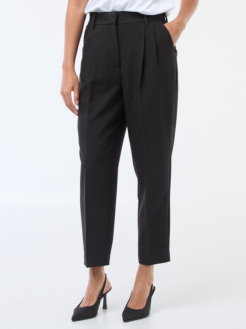 Pantalón liso tobillero Negro - Kiabi