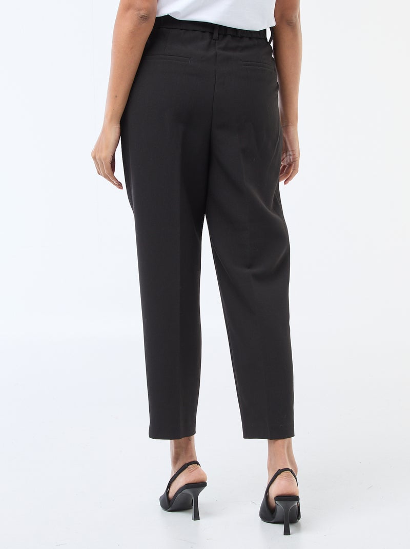 Pantalón liso tobillero Negro - Kiabi