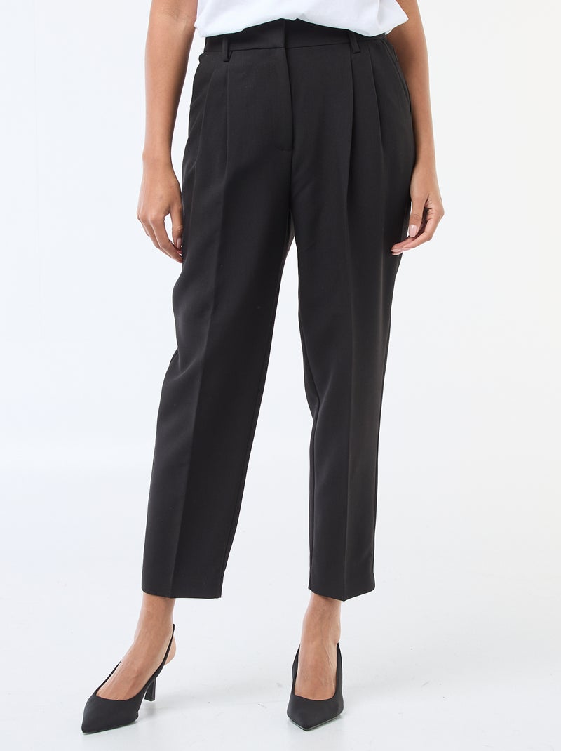 Pantalón liso tobillero Negro - Kiabi