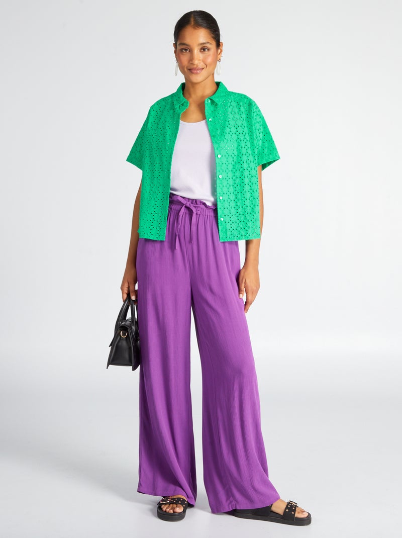 Pantalón loose de punto de crepé uva - Kiabi