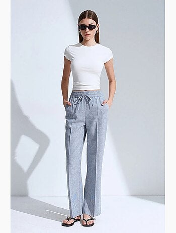 Pantalón lounge de popelina de pernera ancha dilvin