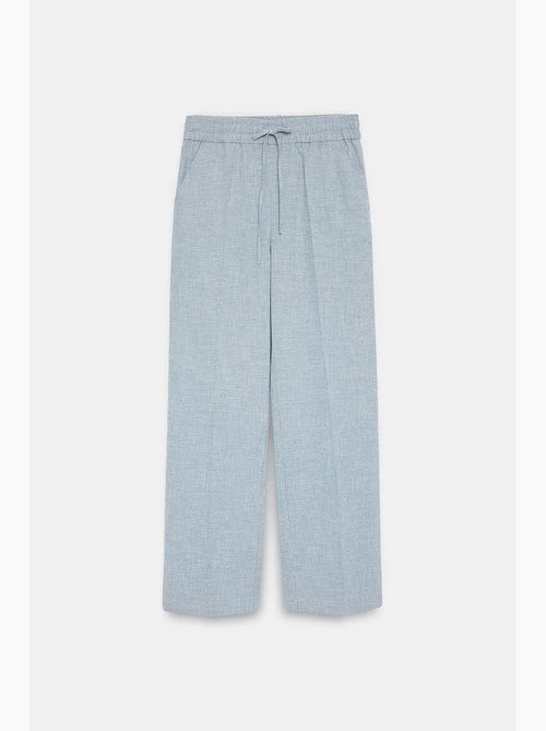 Pantalón lounge de popelina de pernera ancha dilvin - Kiabi Pantalón lounge de popelina de pernera ancha dilvin - Kiabi