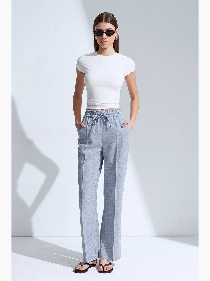 Pantalón lounge de popelina de pernera ancha dilvin Azul claro - Kiabi