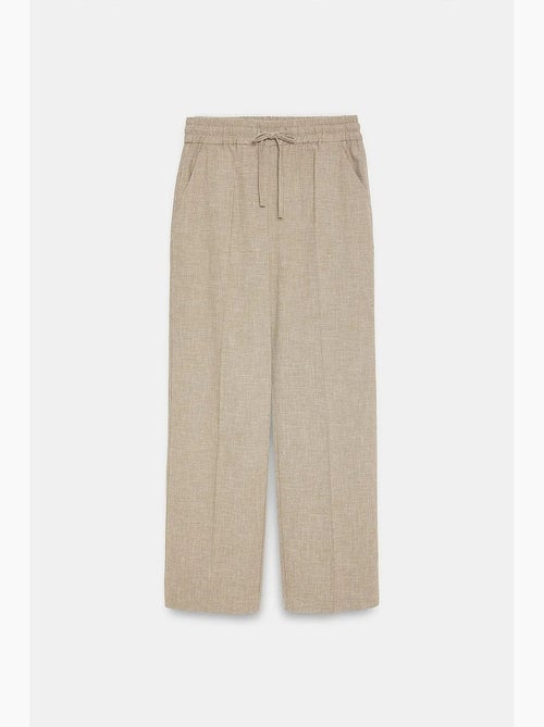 Pantalón lounge de popelina de pernera ancha dilvin - Kiabi Pantalón lounge de popelina de pernera ancha dilvin - Kiabi