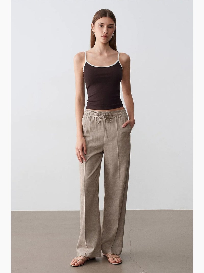 Pantalón lounge de popelina de pernera ancha dilvin Beige natural - Kiabi