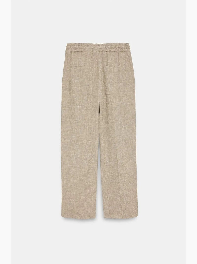 Pantalón lounge de popelina de pernera ancha dilvin Beige natural - Kiabi