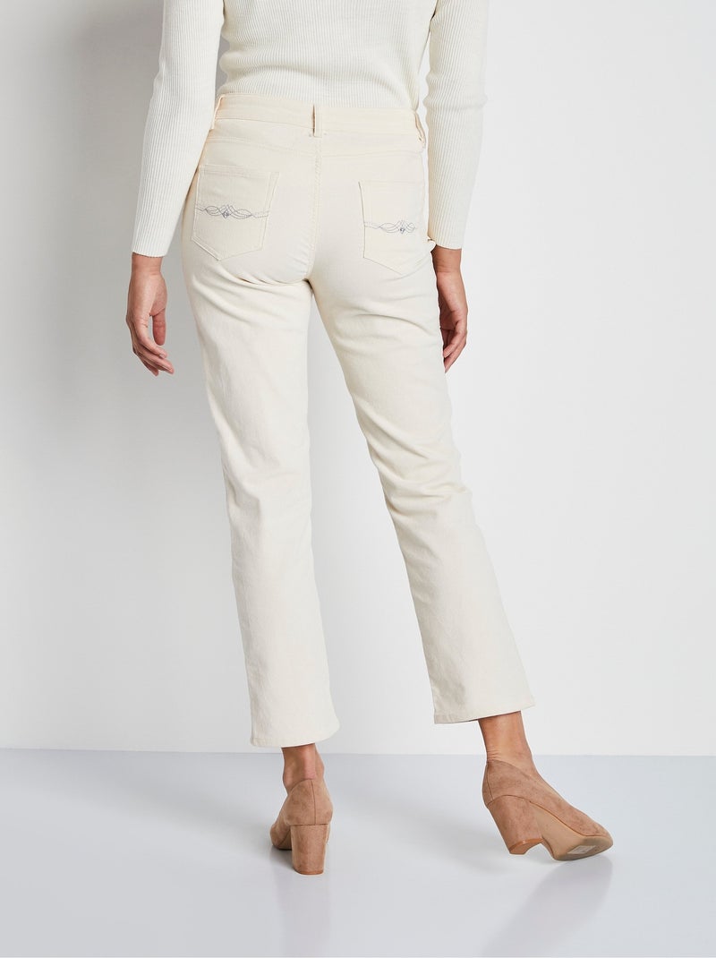 Pantalón milrayas de terciopelo 5 bolsillos - Afibel Beige - Kiabi