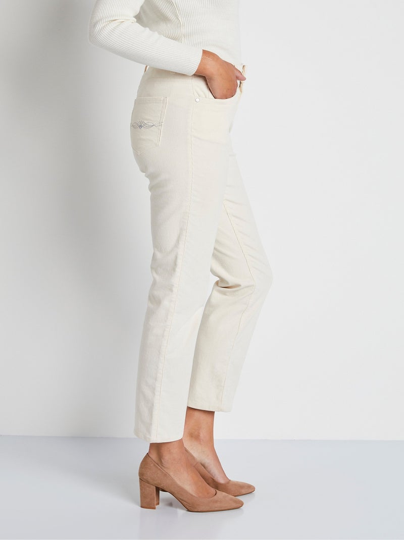 Pantalón milrayas de terciopelo 5 bolsillos - Afibel Beige - Kiabi