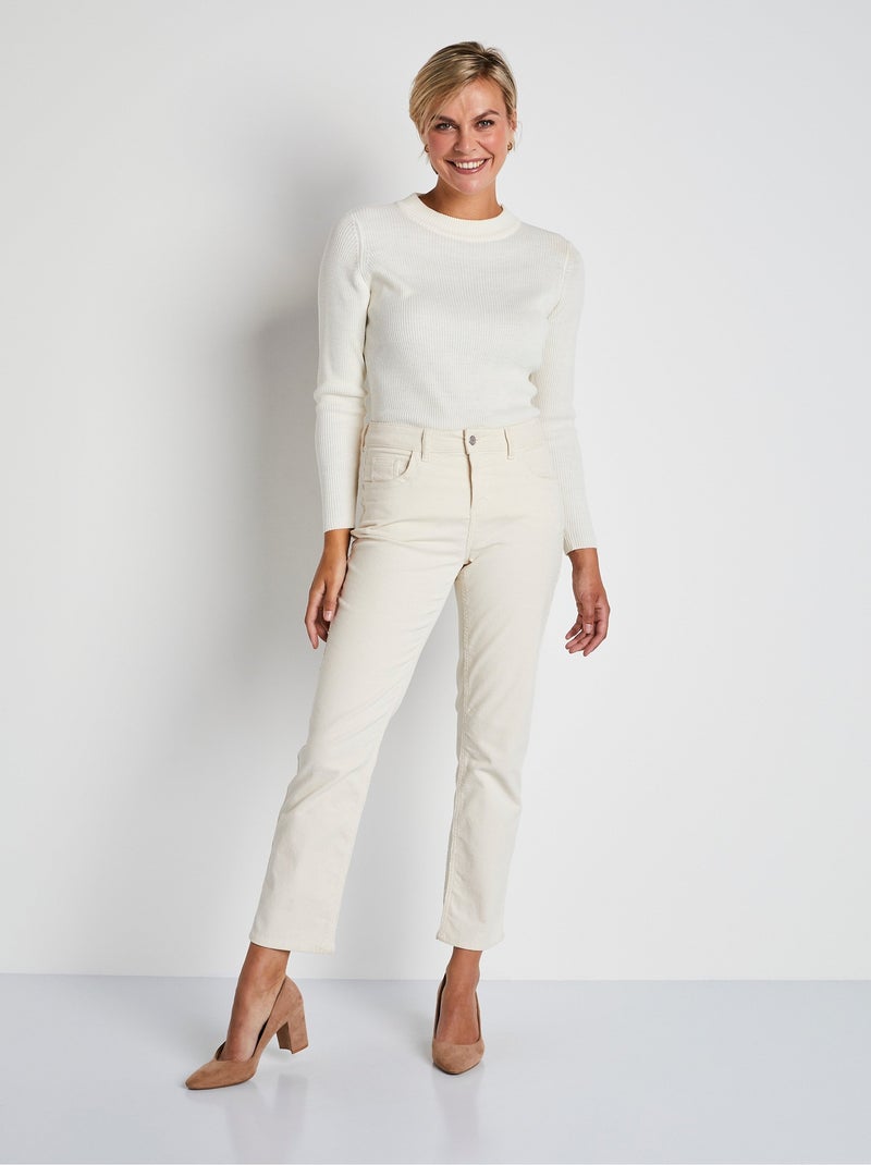 Pantalón milrayas de terciopelo 5 bolsillos - Afibel Beige - Kiabi