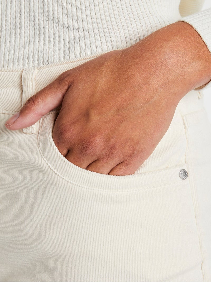 Pantalón milrayas de terciopelo 5 bolsillos - Afibel Beige - Kiabi