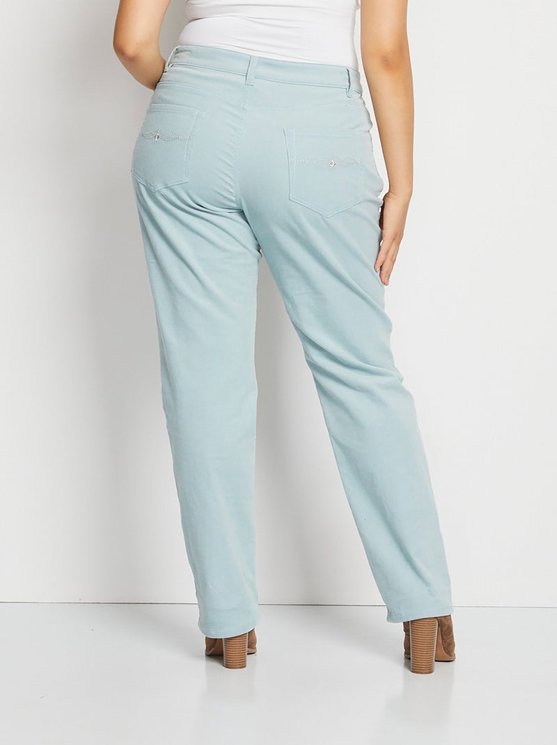Pantalón milrayas de terciopelo 5 bolsillos - Afibel Verde agua - Kiabi