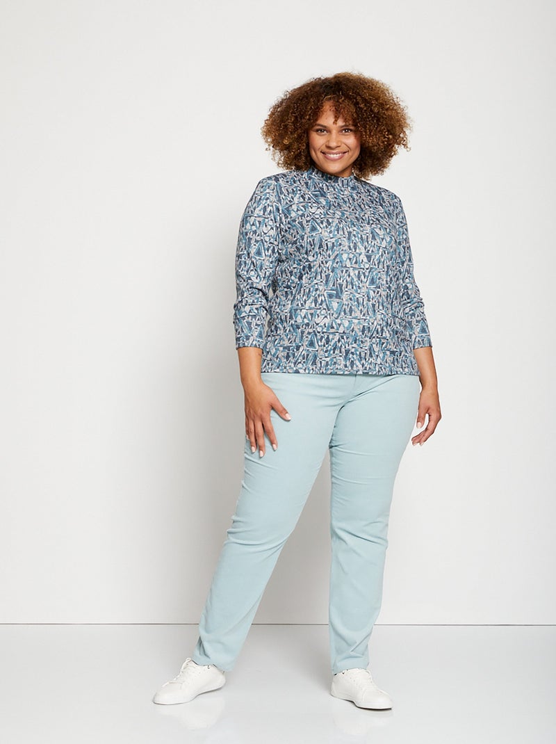 Pantalón milrayas de terciopelo 5 bolsillos - Afibel Verde agua - Kiabi