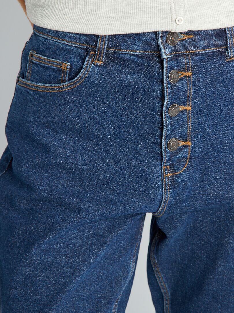 Pantalón mom con talle muy alto - L28 AZUL - Kiabi