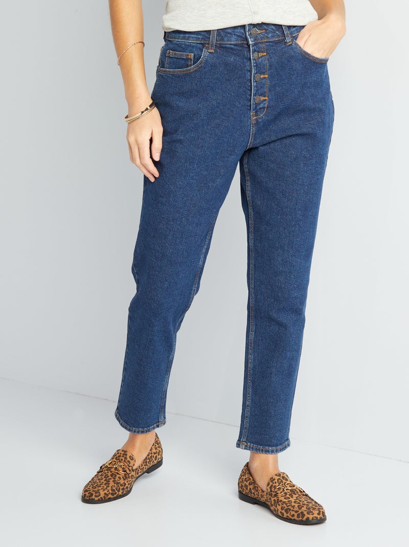 Pantalón mom con talle muy alto - L28 AZUL - Kiabi