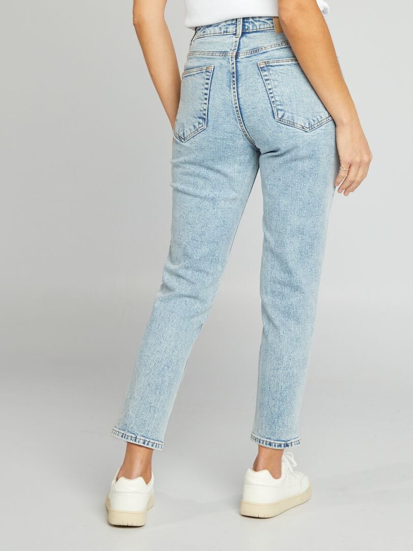 Pantalón mom con talle muy alto - L28 Azul - Kiabi