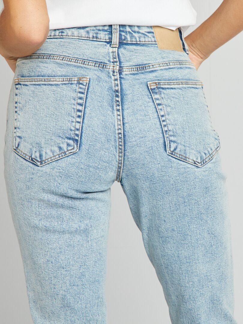 Pantalón mom con talle muy alto - L28 Azul - Kiabi