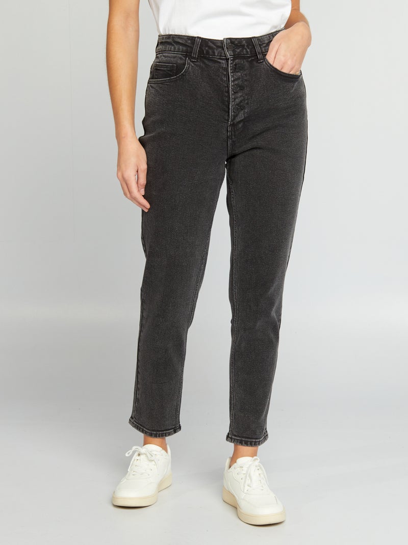 Pantalón mom con talle muy alto - L28 NEGRO - Kiabi